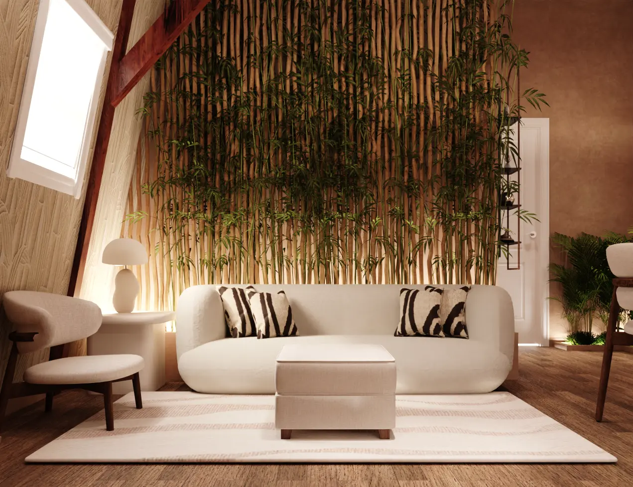 Zithoek met bamboe